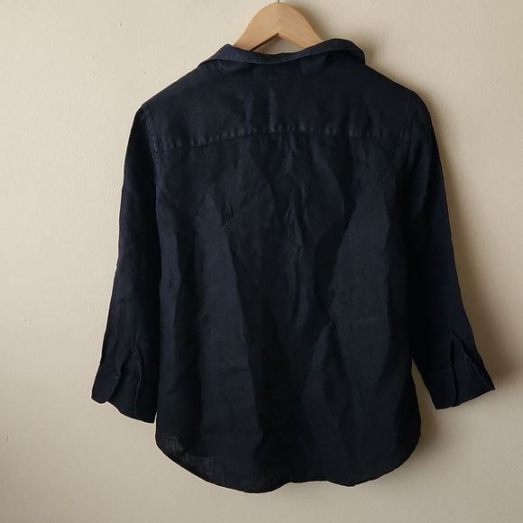 Lauren Ralph Lauren size Medium 100% linen black button down blouse - Picture 5 of 5